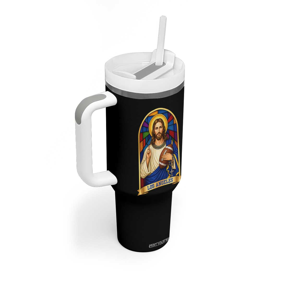 Los Angeles Jesus Game Day Faith Tumbler With Handle Christian Sports Fan Pride
