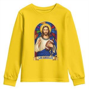 Los Angeles Jesus Game Day Faith Youth Sweatshirt Christian Sports Fan Pride