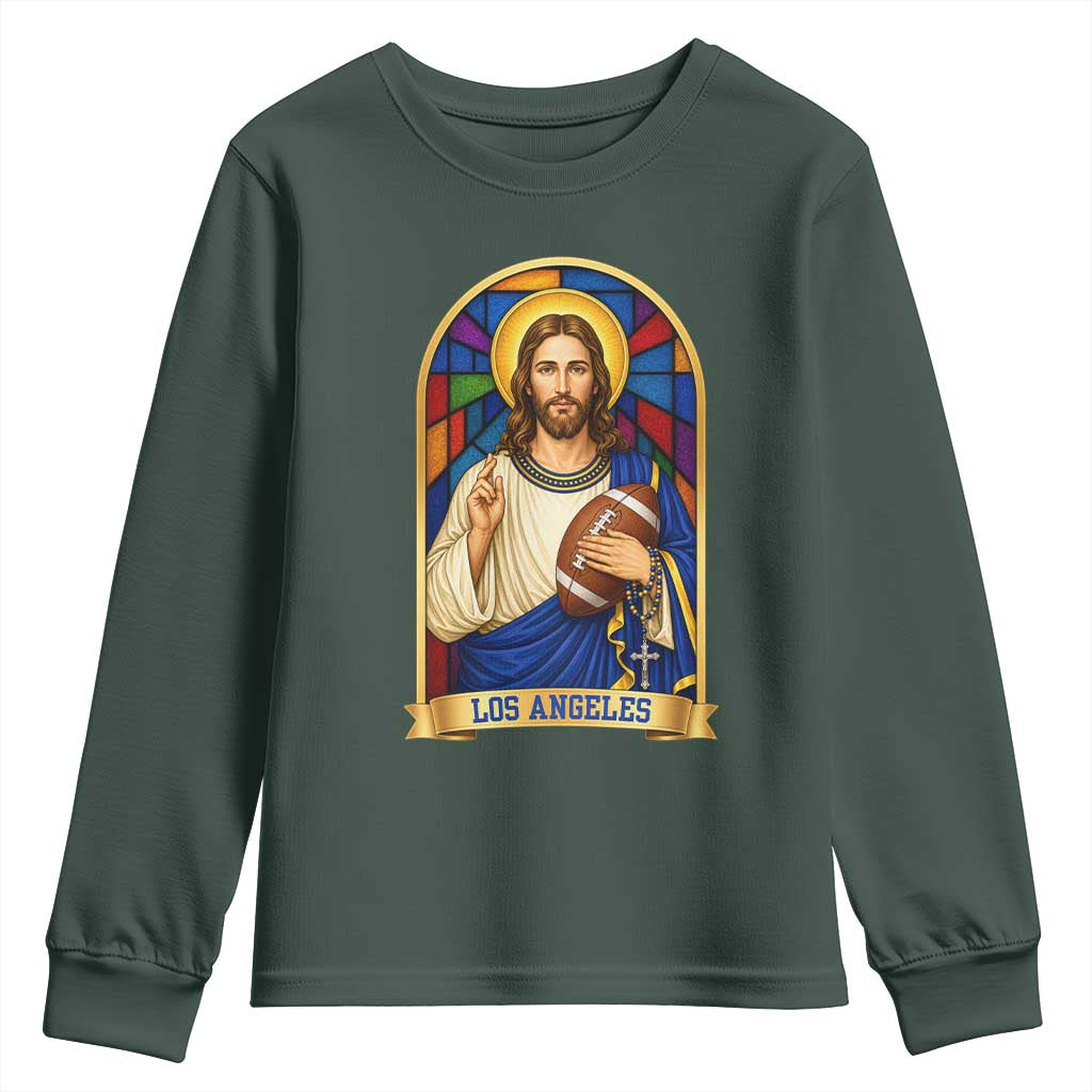 Los Angeles Jesus Game Day Faith Youth Sweatshirt Christian Sports Fan Pride