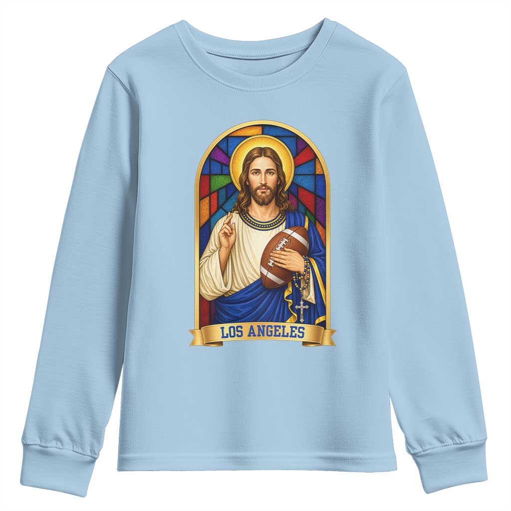 Los Angeles Jesus Game Day Faith Youth Sweatshirt Christian Sports Fan Pride