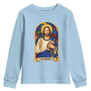 Los Angeles Jesus Game Day Faith Youth Sweatshirt Christian Sports Fan Pride
