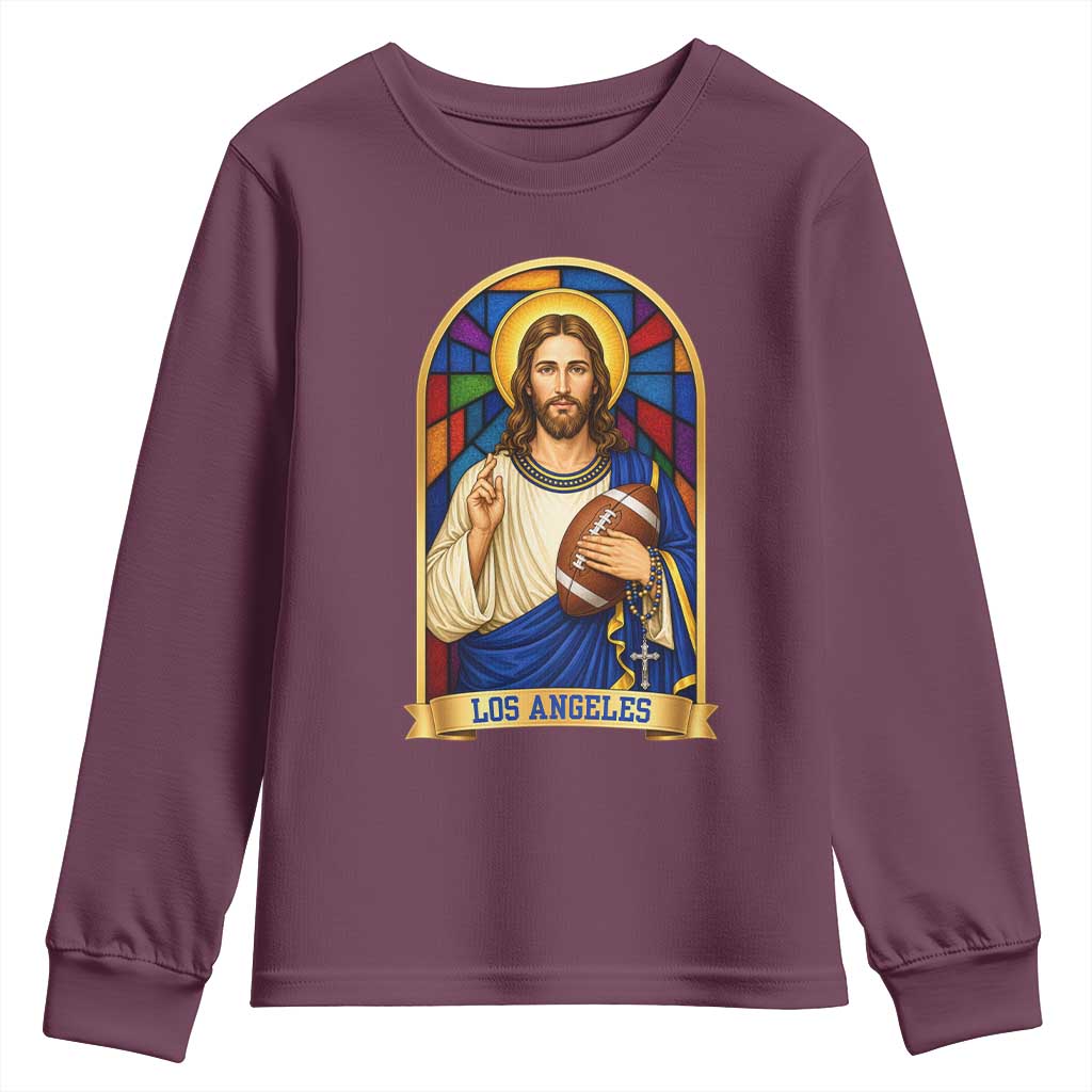 Los Angeles Jesus Game Day Faith Youth Sweatshirt Christian Sports Fan Pride