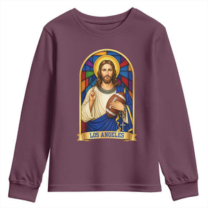 Los Angeles Jesus Game Day Faith Youth Sweatshirt Christian Sports Fan Pride