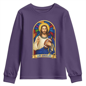 Los Angeles Jesus Game Day Faith Youth Sweatshirt Christian Sports Fan Pride