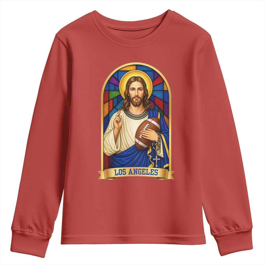 Los Angeles Jesus Game Day Faith Youth Sweatshirt Christian Sports Fan Pride