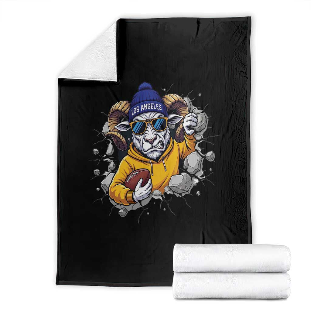 Los Angeles Sports Fan Gift Throw Blanket Angry Ram Face Cracked Wall TS12 Black Print Your Wear