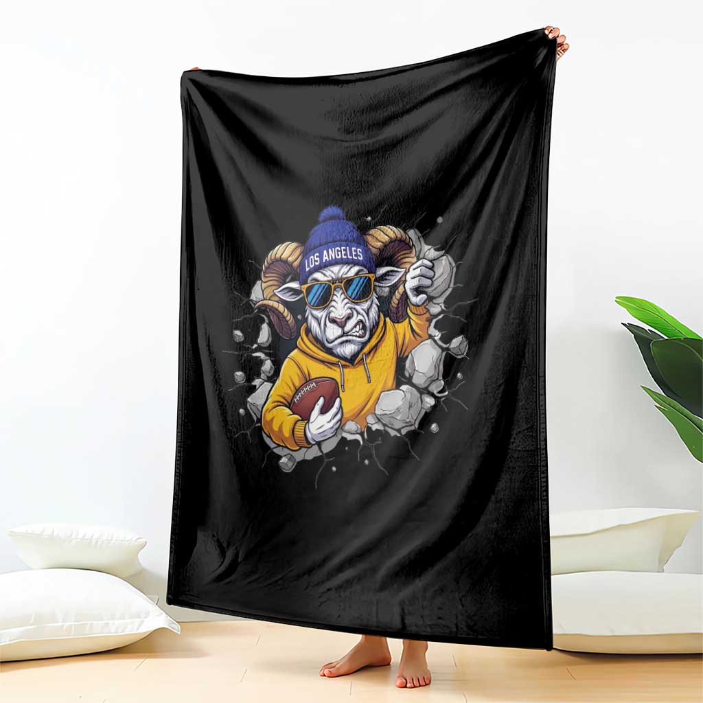 Los Angeles Sports Fan Gift Throw Blanket Angry Ram Face Cracked Wall