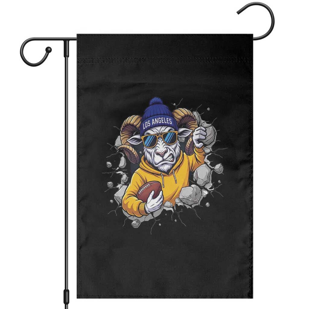 Los Angeles Sports Fan Gift Garden Flag Angry Ram Face Cracked Wall TS12 Black Print Your Wear