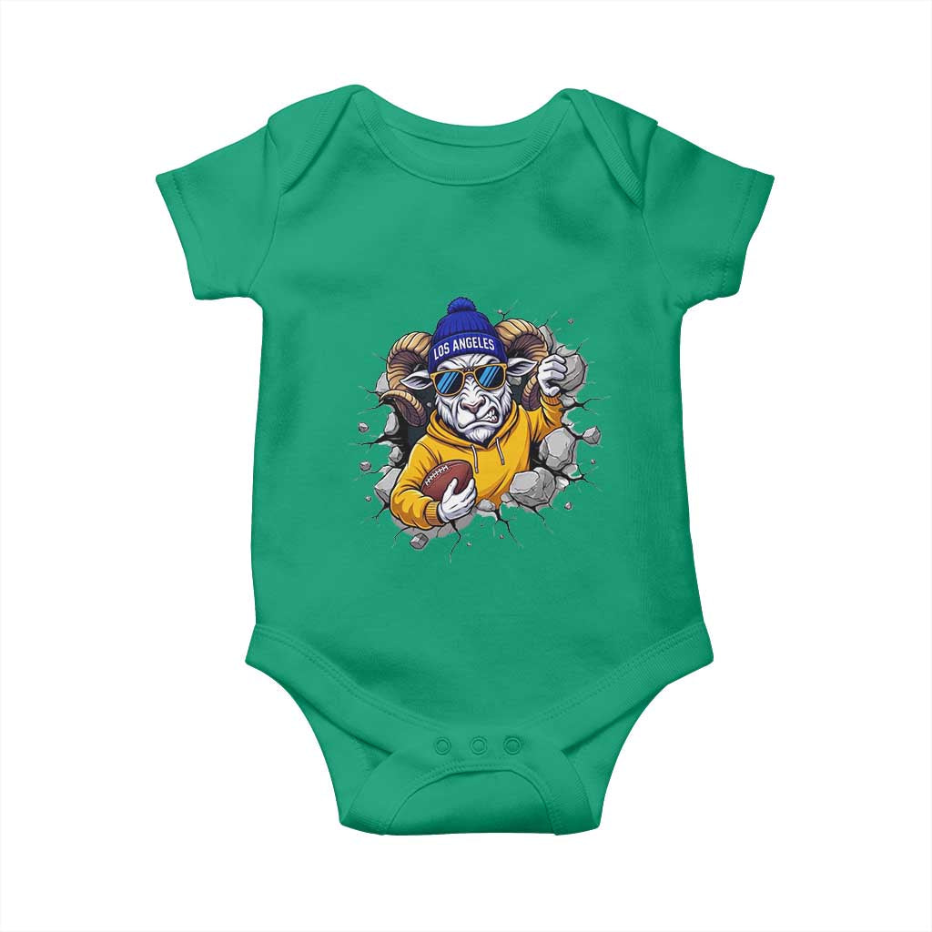 Los Angeles Sports Fan Gift Baby Onesie Angry Ram Face Cracked Wall