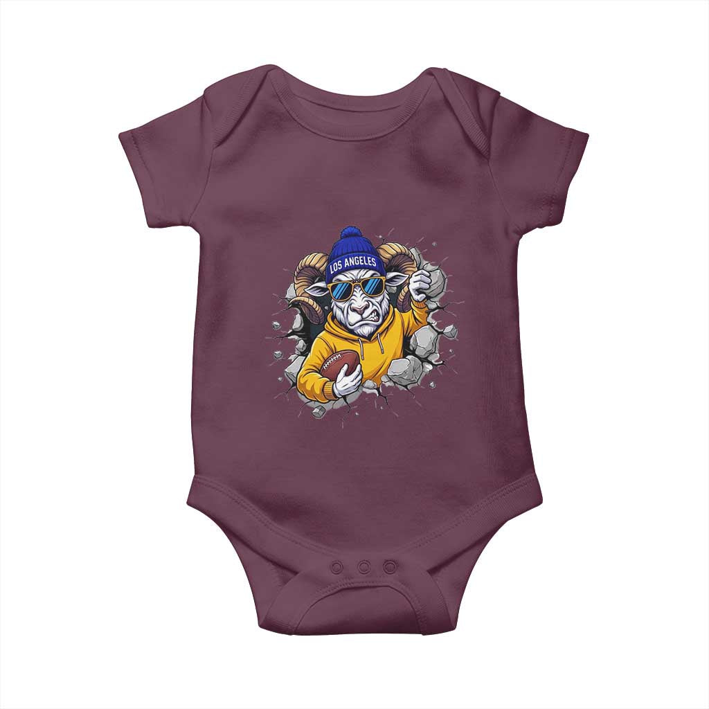 Los Angeles Sports Fan Gift Baby Onesie Angry Ram Face Cracked Wall