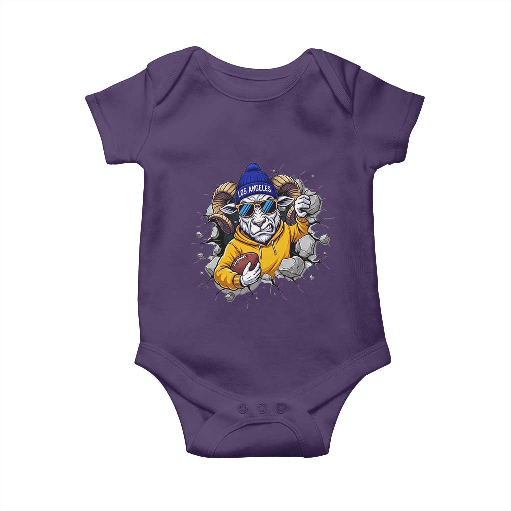 Los Angeles Sports Fan Gift Baby Onesie Angry Ram Face Cracked Wall