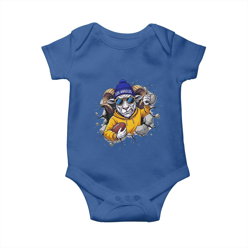 Los Angeles Sports Fan Gift Baby Onesie Angry Ram Face Cracked Wall TS12 Royal Blue Print Your Wear