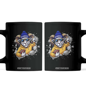 Los Angeles Sports Fan Gift Coffee Mug Angry Ram Face Cracked Wall