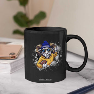 Los Angeles Sports Fan Gift Coffee Mug Angry Ram Face Cracked Wall