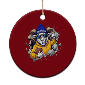Los Angeles Sports Fan Gift Ceramic Ornament Angry Ram Face Cracked Wall