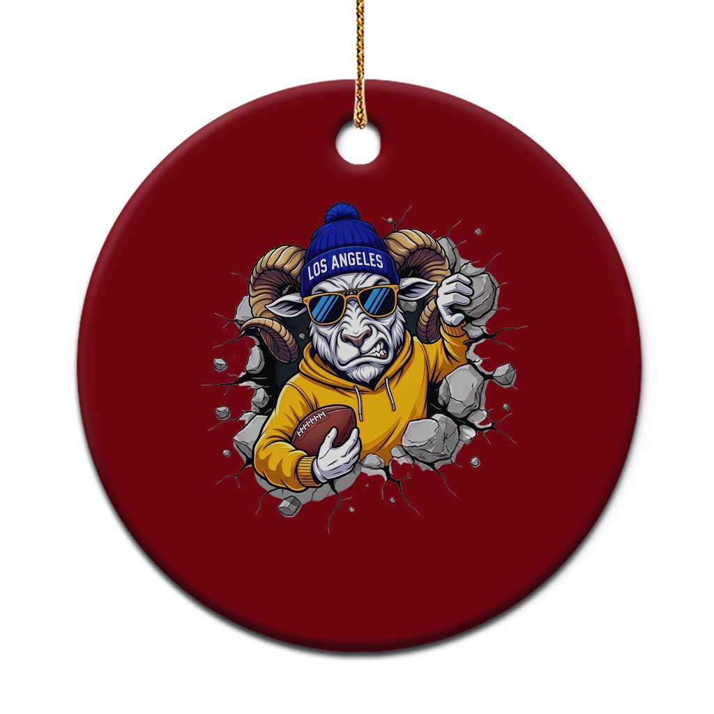 Los Angeles Sports Fan Gift Ceramic Ornament Angry Ram Face Cracked Wall TS12 1pc Red Print Your Wear