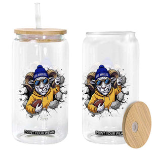 Los Angeles Sports Fan Gift Glass Can Angry Ram Face Cracked Wall