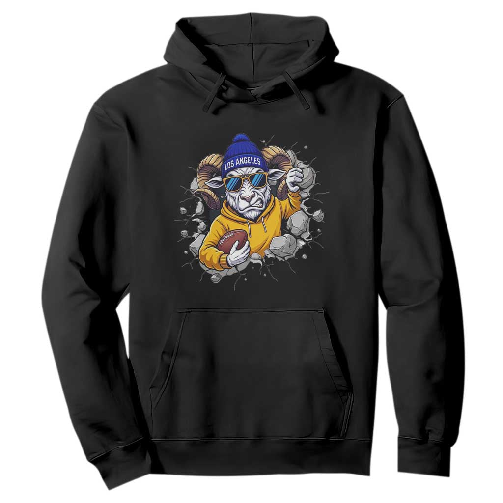 Los Angeles Sports Fan Gift Hoodie Angry Ram Face Cracked Wall