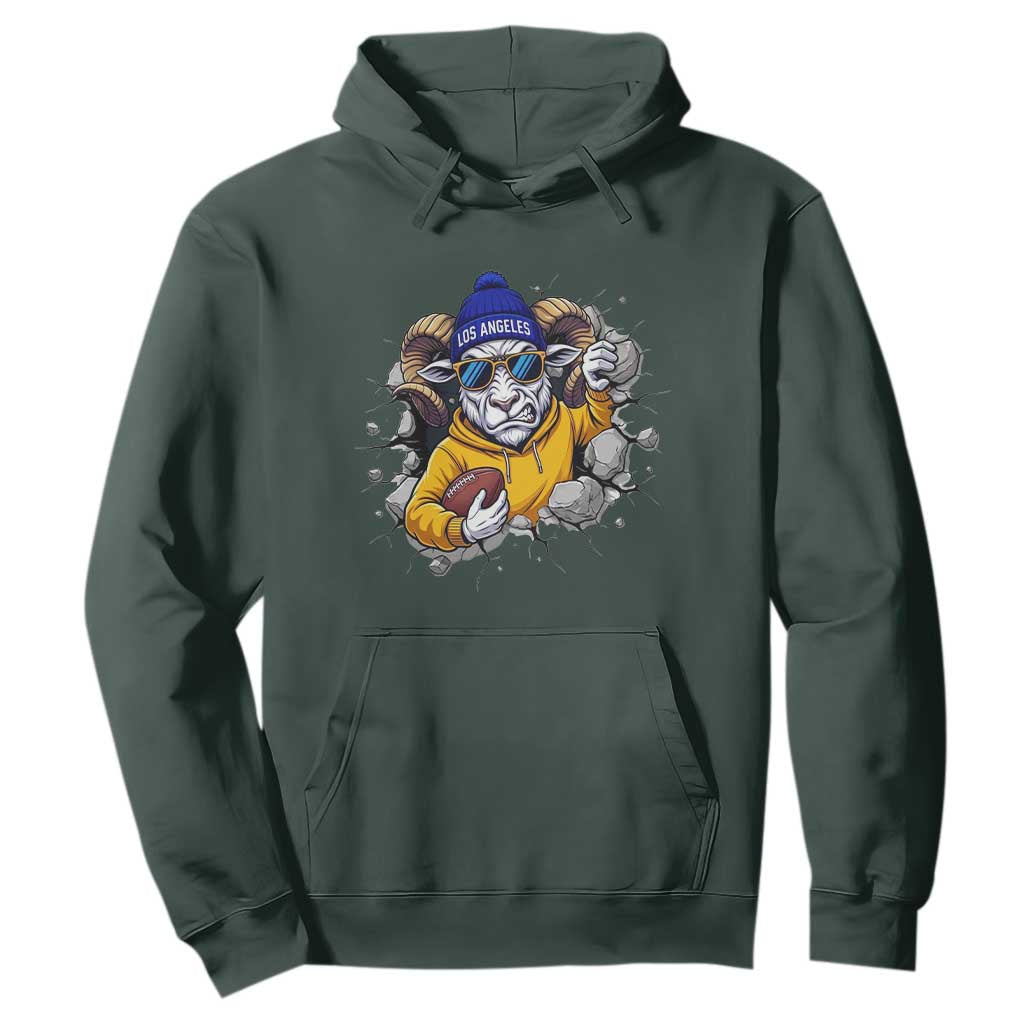 Los Angeles Sports Fan Gift Hoodie Angry Ram Face Cracked Wall