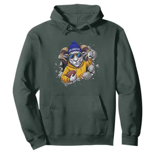 Los Angeles Sports Fan Gift Hoodie Angry Ram Face Cracked Wall
