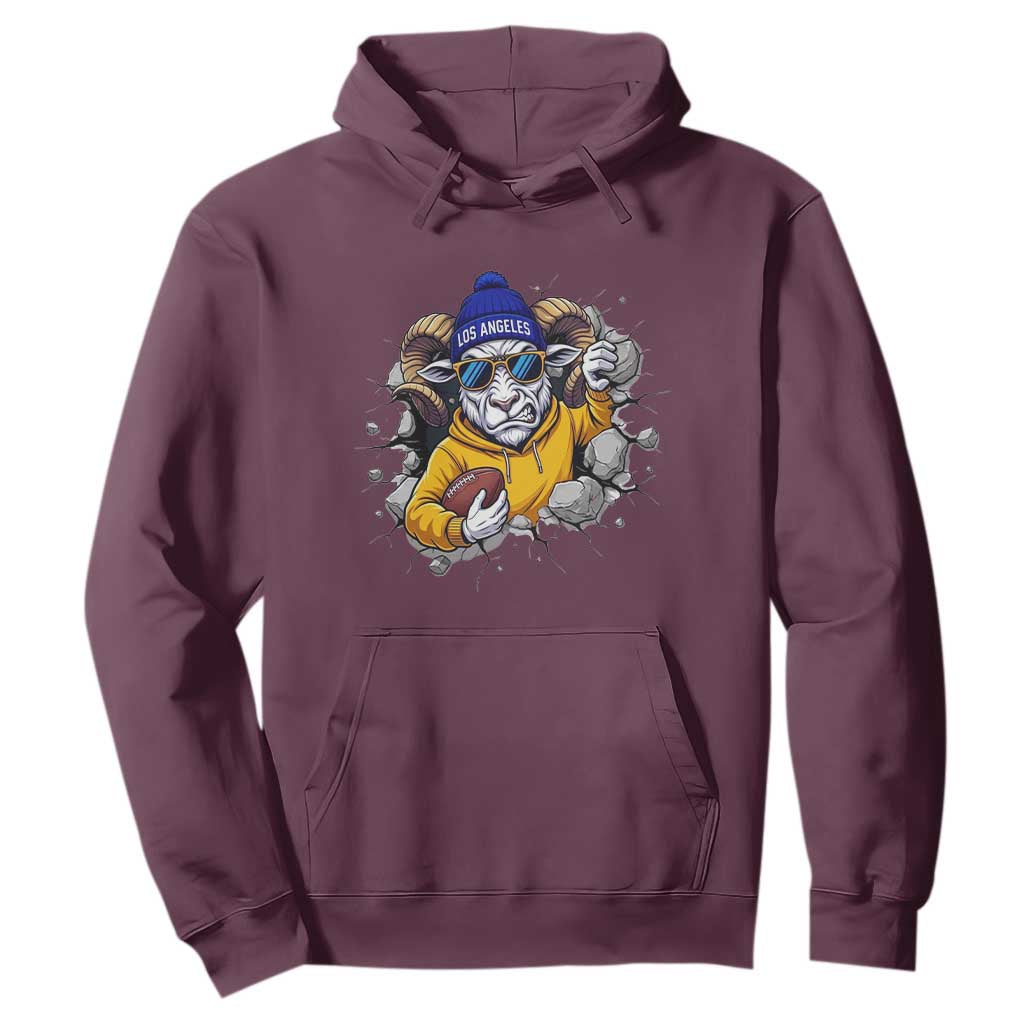 Los Angeles Sports Fan Gift Hoodie Angry Ram Face Cracked Wall