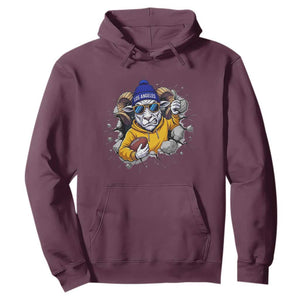 Los Angeles Sports Fan Gift Hoodie Angry Ram Face Cracked Wall