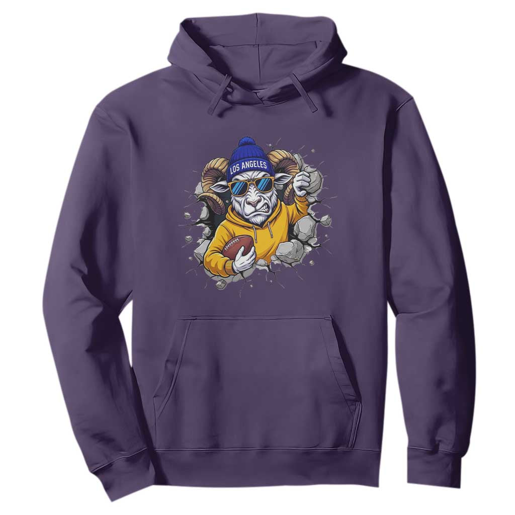 Los Angeles Sports Fan Gift Hoodie Angry Ram Face Cracked Wall