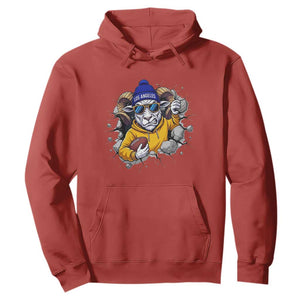 Los Angeles Sports Fan Gift Hoodie Angry Ram Face Cracked Wall