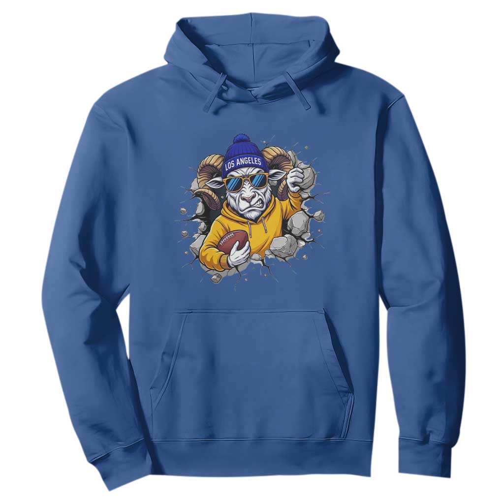 Los Angeles Sports Fan Gift Hoodie Angry Ram Face Cracked Wall TS12 Royal Blue Print Your Wear