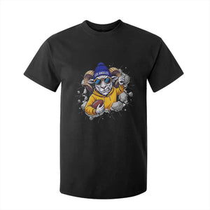Los Angeles Sports Fan Gift T Shirt For Kid Angry Ram Face Cracked Wall