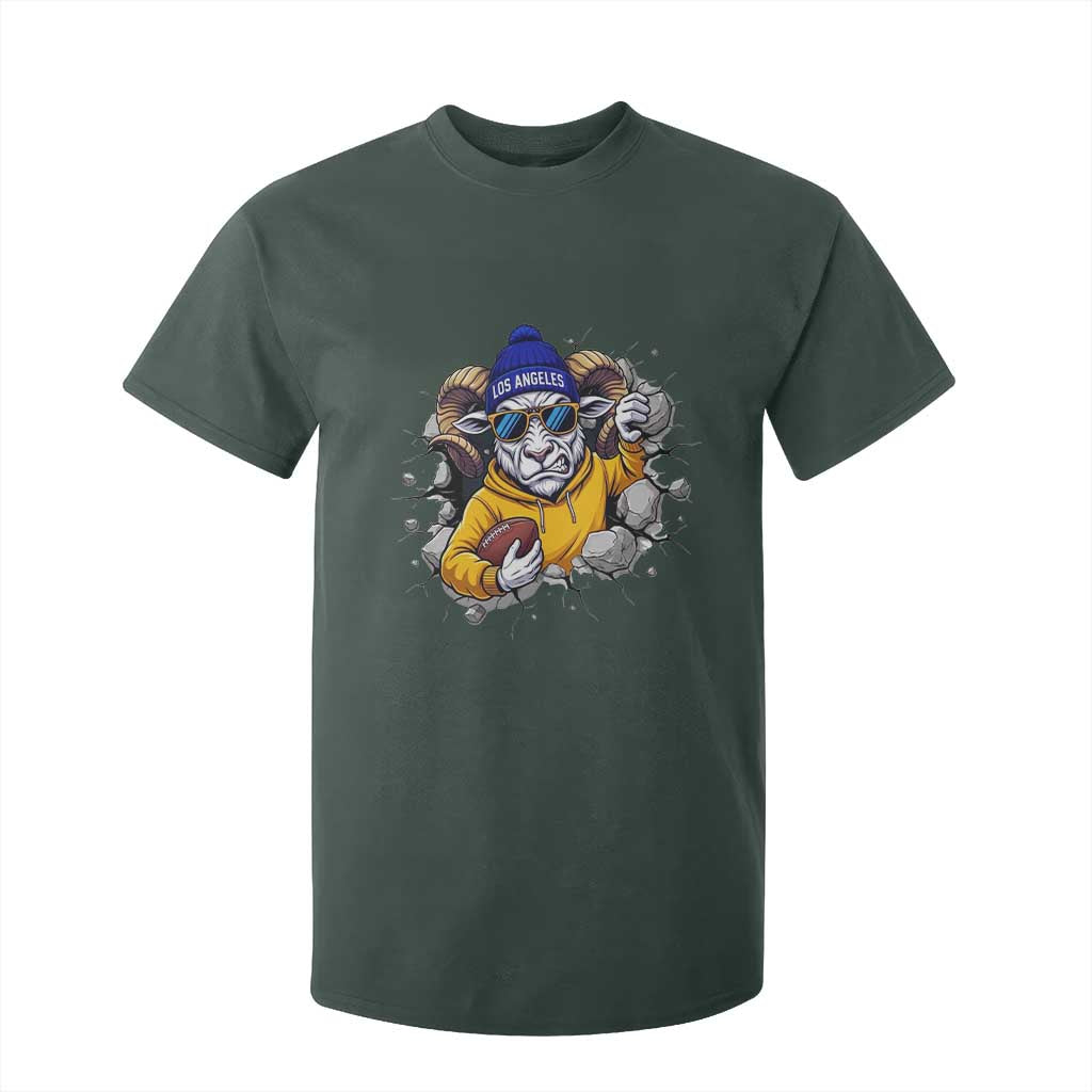 Los Angeles Sports Fan Gift T Shirt For Kid Angry Ram Face Cracked Wall