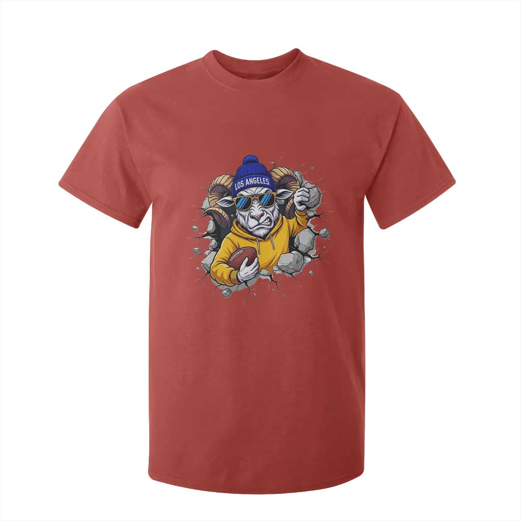 Los Angeles Sports Fan Gift T Shirt For Kid Angry Ram Face Cracked Wall