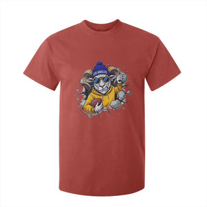 Los Angeles Sports Fan Gift T Shirt For Kid Angry Ram Face Cracked Wall