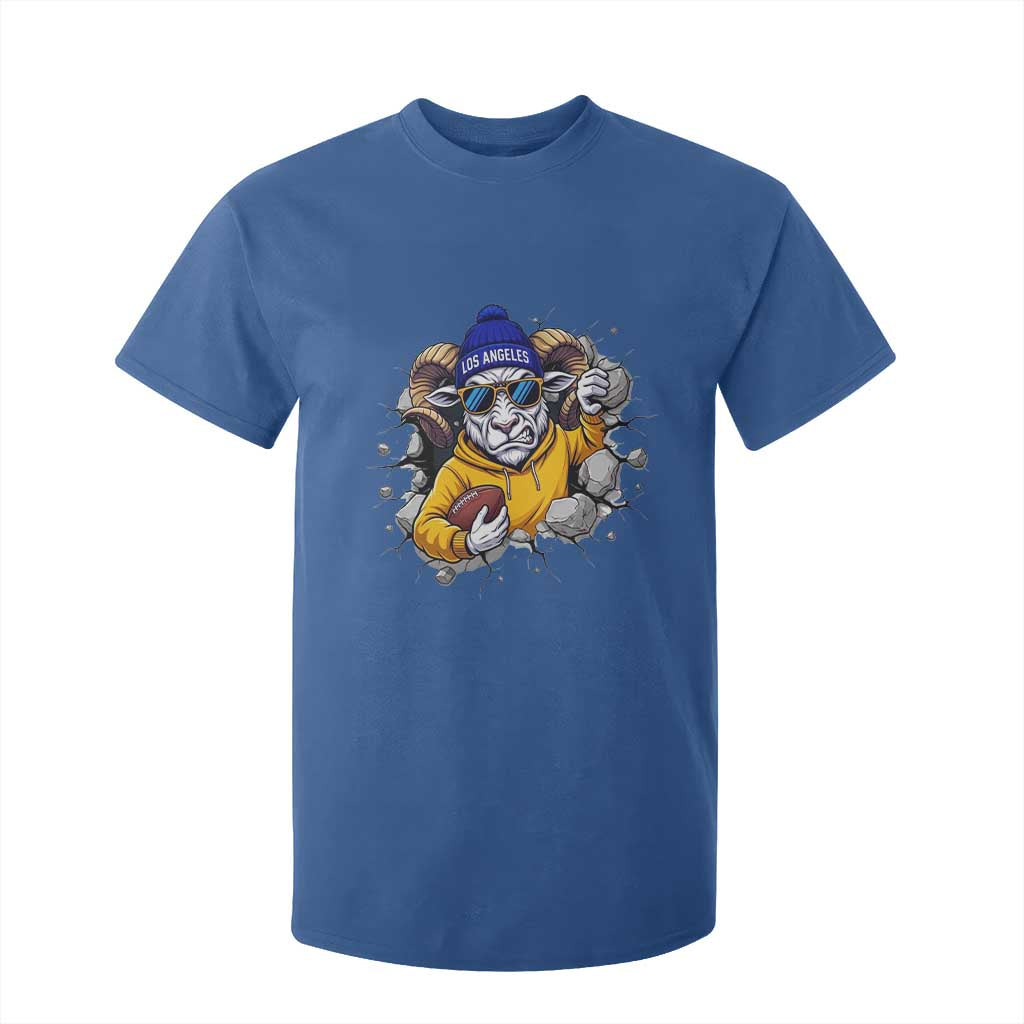 Los Angeles Sports Fan Gift T Shirt For Kid Angry Ram Face Cracked Wall TS12 Royal Blue Print Your Wear