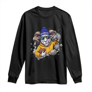 Los Angeles Sports Fan Gift Long Sleeve Shirt Angry Ram Face Cracked Wall