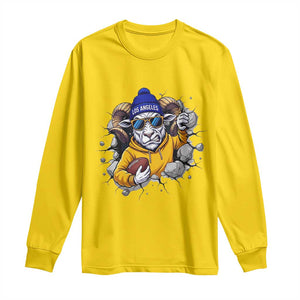 Los Angeles Sports Fan Gift Long Sleeve Shirt Angry Ram Face Cracked Wall