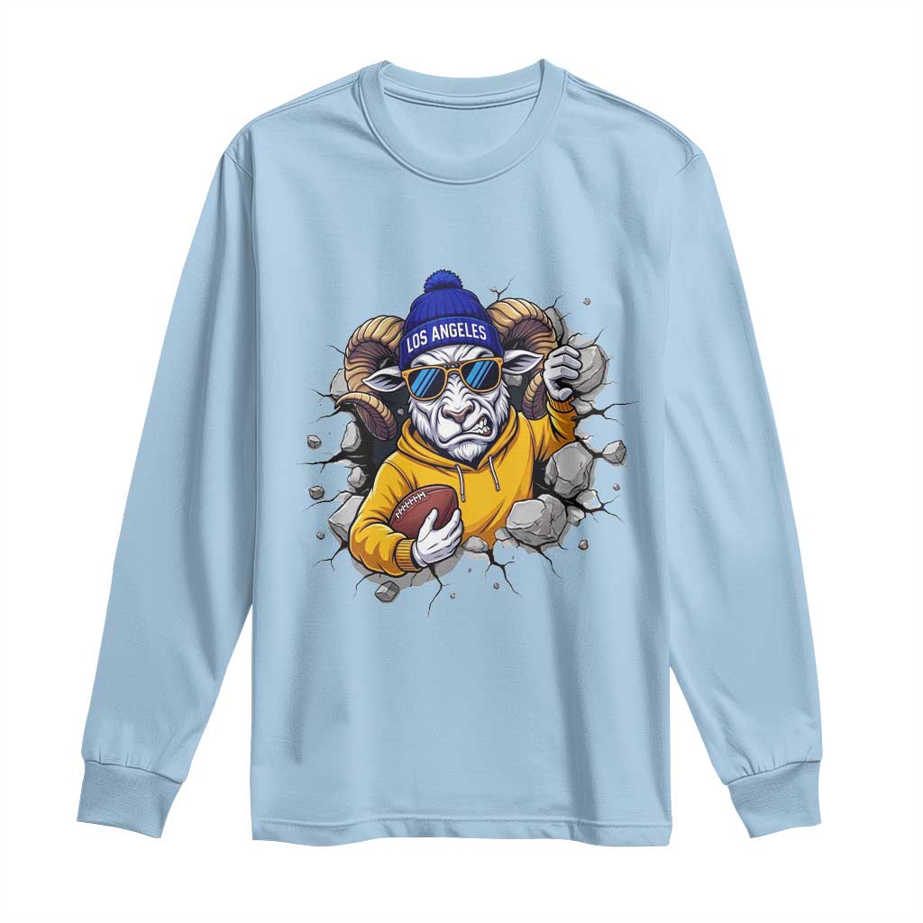 Los Angeles Sports Fan Gift Long Sleeve Shirt Angry Ram Face Cracked Wall