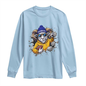 Los Angeles Sports Fan Gift Long Sleeve Shirt Angry Ram Face Cracked Wall
