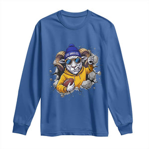 Los Angeles Sports Fan Gift Long Sleeve Shirt Angry Ram Face Cracked Wall
