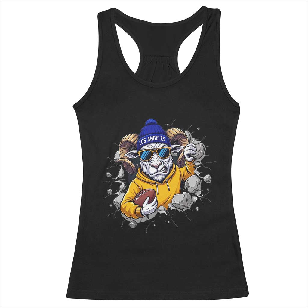 Los Angeles Sports Fan Gift Racerback Tank Top Angry Ram Face Cracked Wall