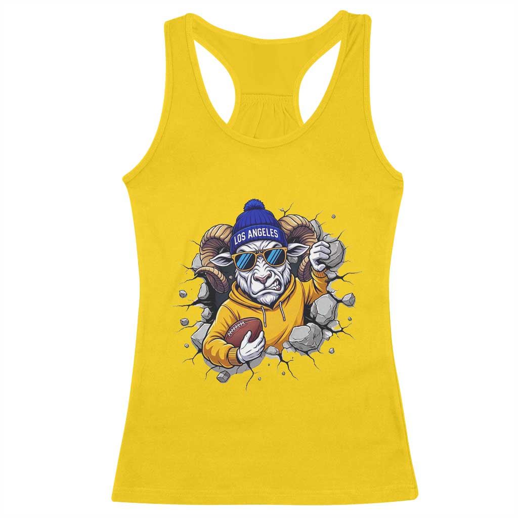 Los Angeles Sports Fan Gift Racerback Tank Top Angry Ram Face Cracked Wall