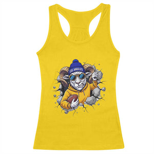 Los Angeles Sports Fan Gift Racerback Tank Top Angry Ram Face Cracked Wall