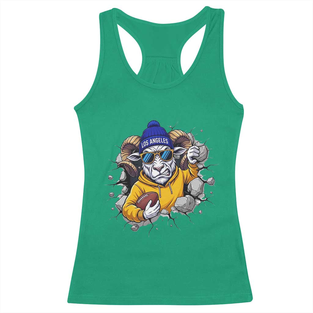 Los Angeles Sports Fan Gift Racerback Tank Top Angry Ram Face Cracked Wall