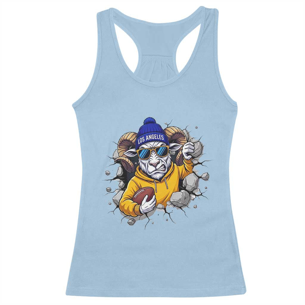 Los Angeles Sports Fan Gift Racerback Tank Top Angry Ram Face Cracked Wall