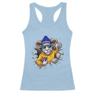 Los Angeles Sports Fan Gift Racerback Tank Top Angry Ram Face Cracked Wall