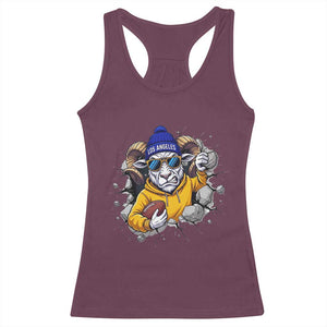 Los Angeles Sports Fan Gift Racerback Tank Top Angry Ram Face Cracked Wall