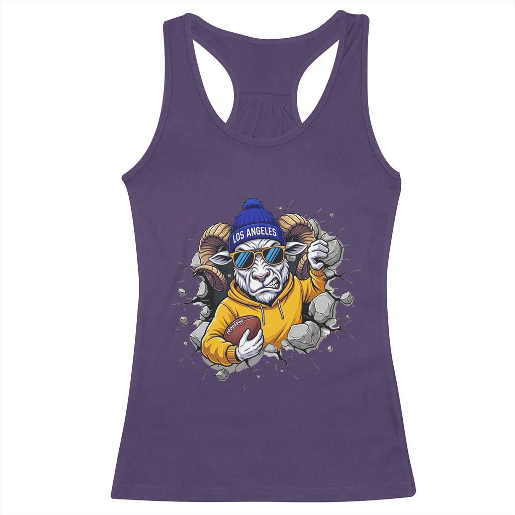 Los Angeles Sports Fan Gift Racerback Tank Top Angry Ram Face Cracked Wall