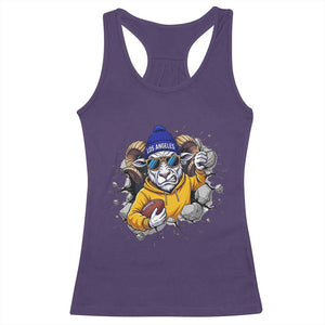 Los Angeles Sports Fan Gift Racerback Tank Top Angry Ram Face Cracked Wall