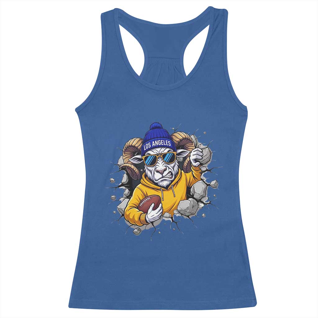 Los Angeles Sports Fan Gift Racerback Tank Top Angry Ram Face Cracked Wall TS12 Royal Blue Print Your Wear