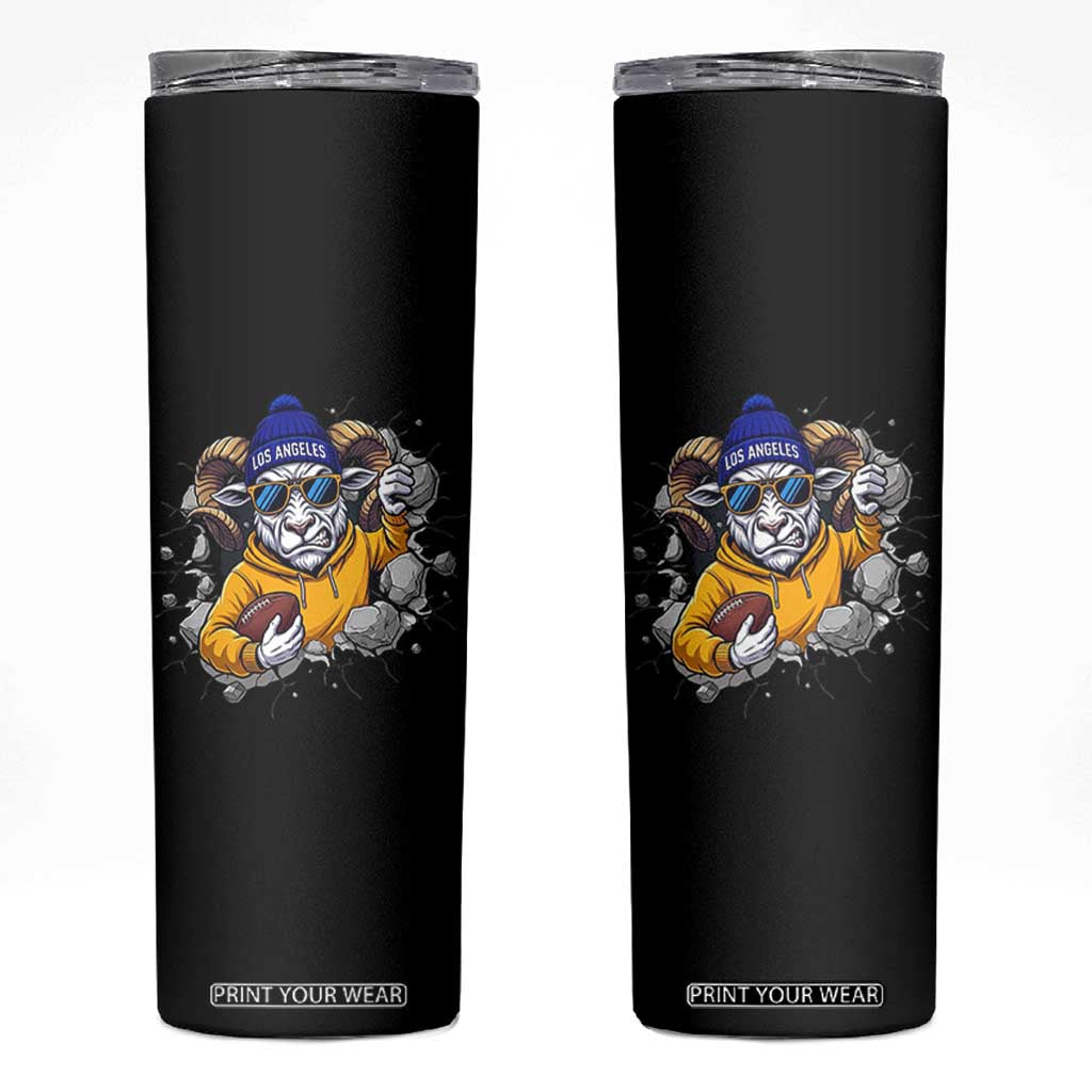 Los Angeles Sports Fan Gift Skinny Tumbler Angry Ram Face Cracked Wall TS12 Black Print Your Wear